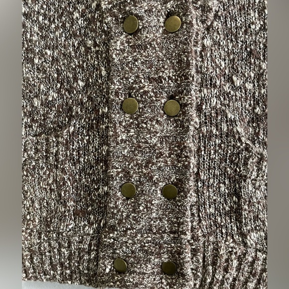 LA made Wool Blend Women’s Brown and White Button Up Cardigan Size Medium - Picture 3 of 8